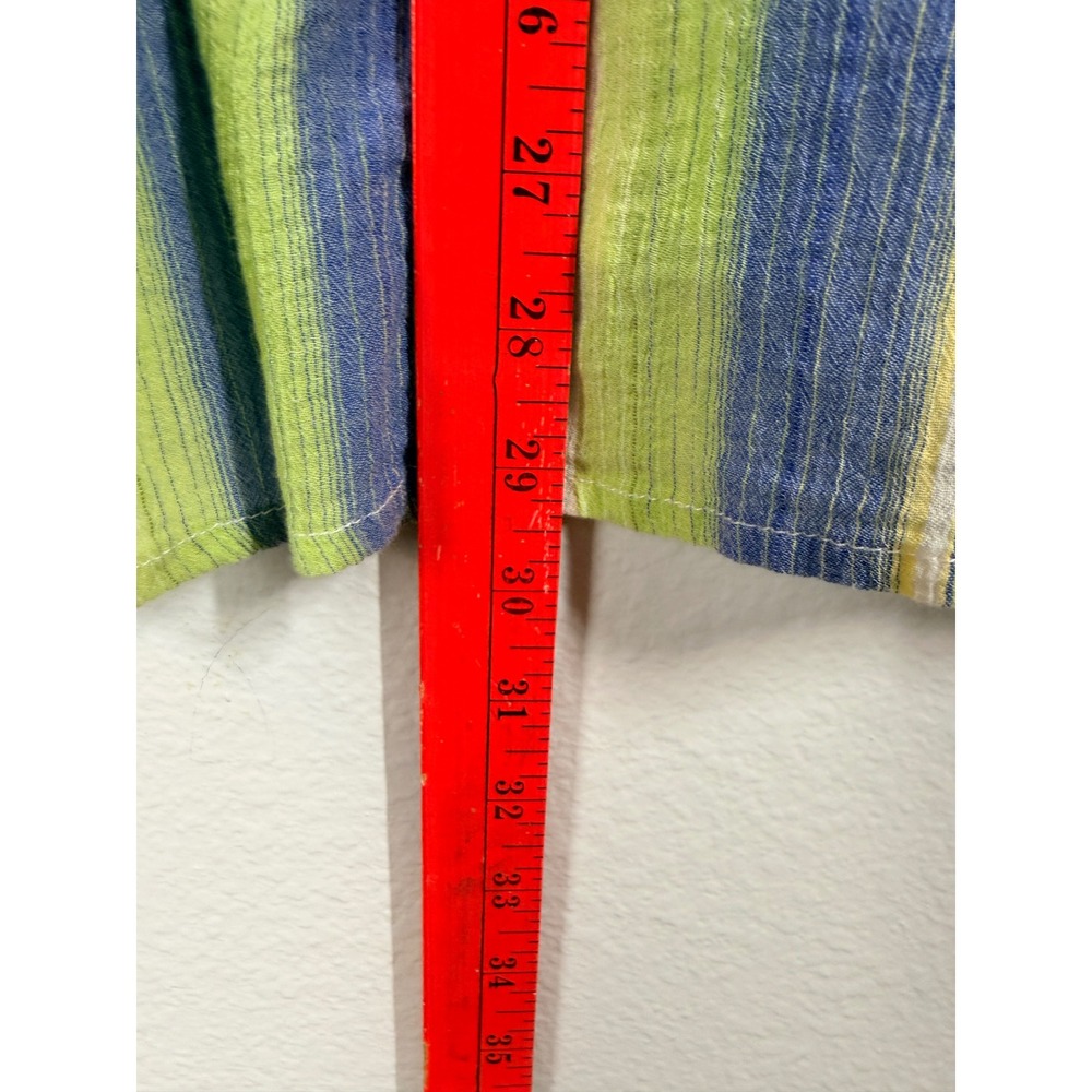 CJ Banks Shirt Women's 3X Blue Green Gauze Striped Roll Tab Sleeve Tunic - Picture 6 of 7